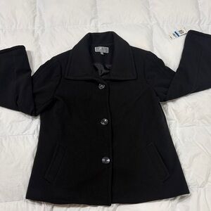 JM Collection Black Pea Coat